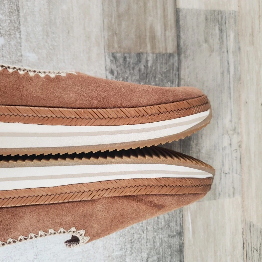 TOMS Jocelyn Womens Espadrille Shoes Sz 8 Brown Suede Platform Slip On‎ Sneakers